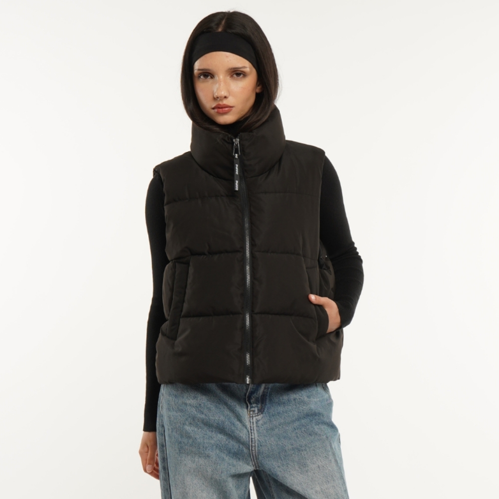 Puffit Women's NWT Black Winter Warmer Stand-Up Puffer Gilet Vest Size XL